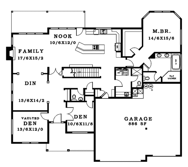 Architectural House Design - Craftsman Floor Plan - Main Floor Plan #943-7