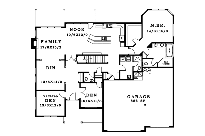Dream House Plan - Floor Plan - Main Floor for Craftsman House Plan #943-7 - 3 bed, 2.5 bath