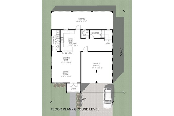 Floor Plan - Main Floor for Modern House Plan #495-4 - 3 bed, 2.5 bath