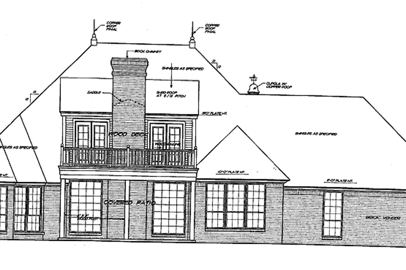Home Plan - Exterior - Rear Elevation for Classical House Plan #310-1202 - 3 bed, 2.5 bath