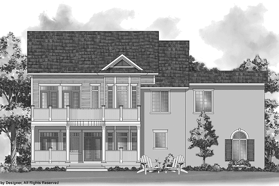 Exterior - Rear Elevation for Classical House Plan #930-250 - 4 bed, 2.5 bath