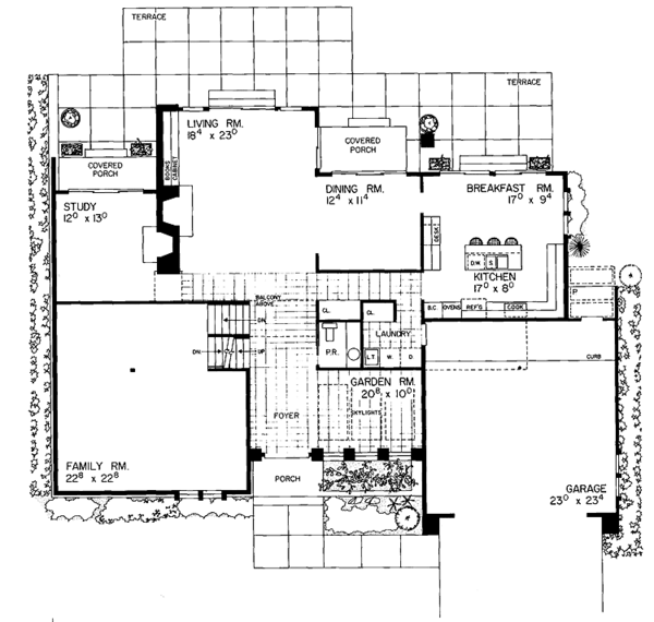House Blueprint - Contemporary Floor Plan - Main Floor Plan #72-786
