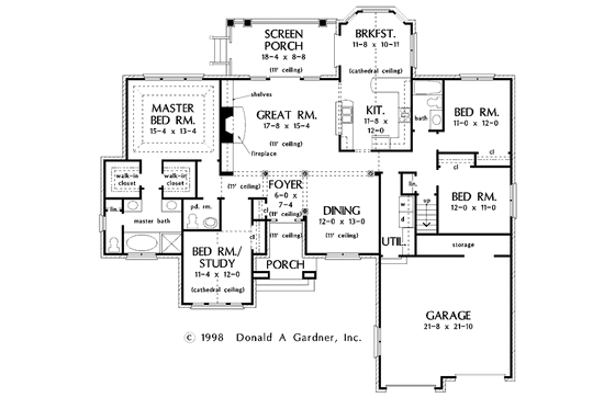 Floor Plan - Main Floor for Ranch House Plan #929-301 - 4 bed, 2.5 bath