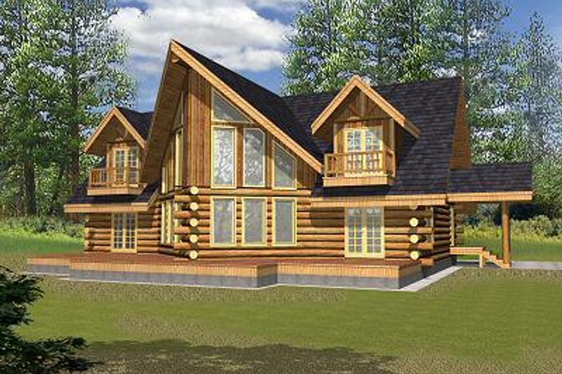 Architectural House Design - Log Exterior - Front Elevation Plan #117-507