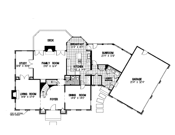 House Plan Design - Colonial Floor Plan - Main Floor Plan #953-58