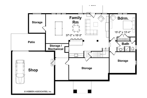 Floor Plan - Lower Floor for European House Plan #928-108 - 2 bed, 2.5 bath