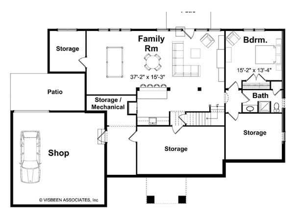 European Floor Plan - Lower Floor Plan #928-108