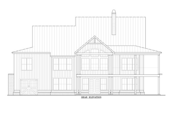 Exterior - Rear Elevation for Farmhouse House Plan #54-387 - 3 bed, 2 bath