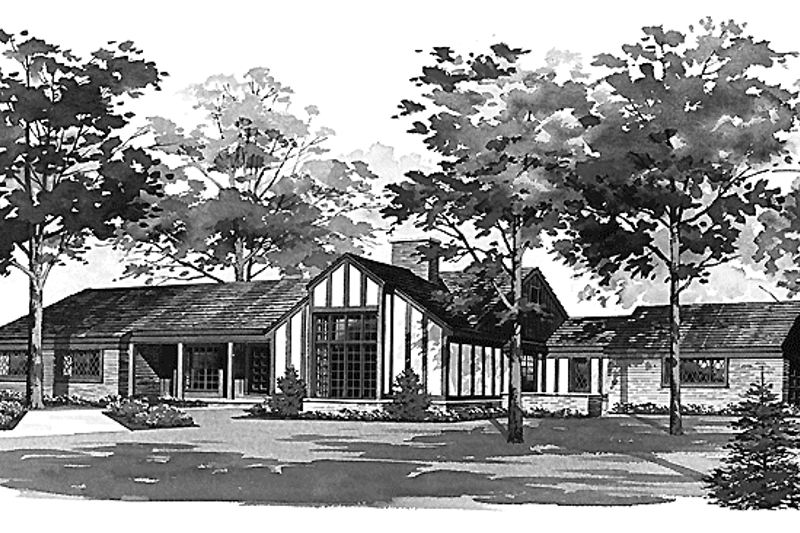 Dream House Plan - Tudor Exterior - Front Elevation Plan #72-711