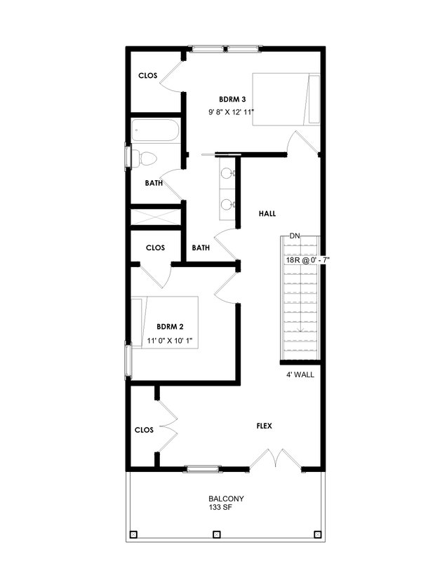 Home Plan - Floor Plan - Upper Floor for Traditional House Plan #1129-16 - 3 bed, 2.5 bath