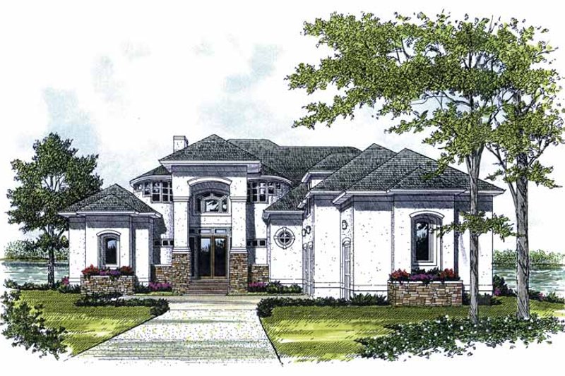 Home Plan - Exterior - Front Elevation 3 for Mediterranean House Plan #453-488 - 3 bed, 3.5 bath