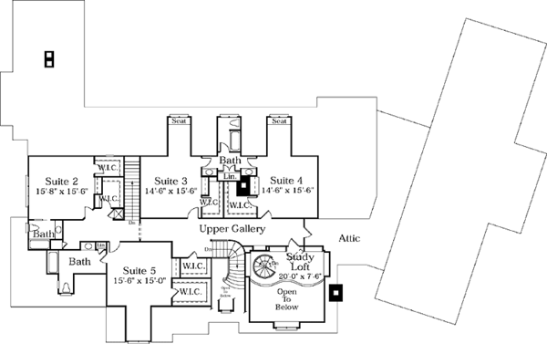 House Design - European Floor Plan - Upper Floor Plan #453-198