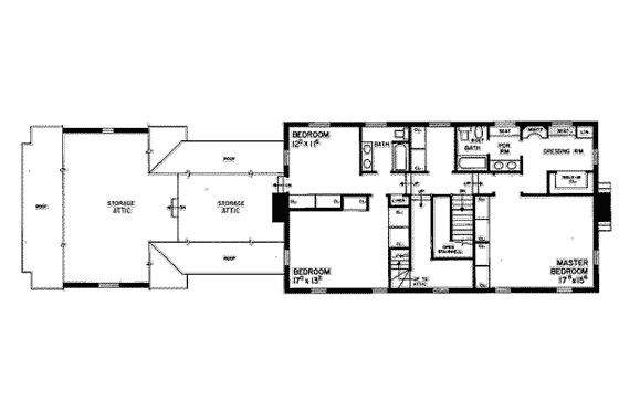 Floor Plan - Upper Floor for Colonial House Plan #72-331 - 3 bed, 3 bath