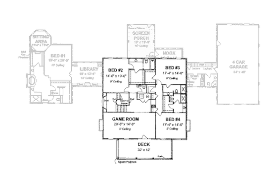 Floor Plan - Upper Floor for Colonial House Plan #20-1683 - 4 bed, 6 bath