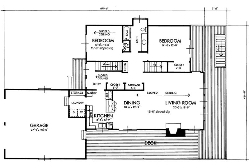 Dream House Plan - Floor Plan - Main Floor for Prairie House Plan #320-1201 - 3 bed, 2 bath