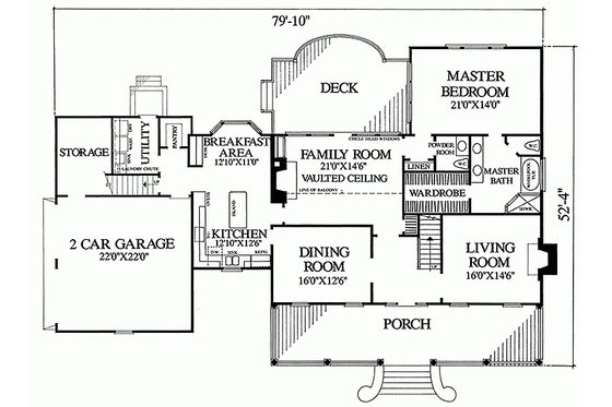 Floor Plan - Main Floor for Country House Plan #137-151 - 4 bed, 3 bath