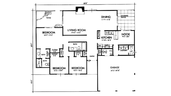 Architectural House Design - Mediterranean Floor Plan - Main Floor Plan #320-1389