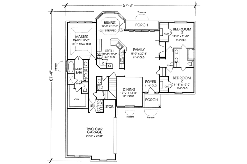 Architectural House Design - Floor Plan - Main Floor for Country House Plan #974-43 - 3 bed, 2.5 bath
