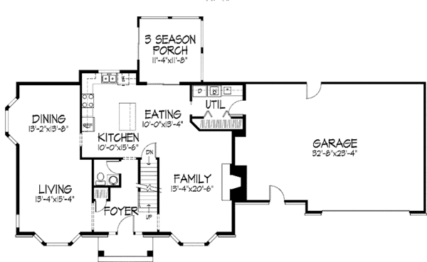 Dream House Plan - Tudor Floor Plan - Main Floor Plan #51-768
