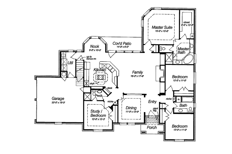 Home Plan - Floor Plan - Main Floor for Country House Plan #946-9 - 4 bed, 3 bath