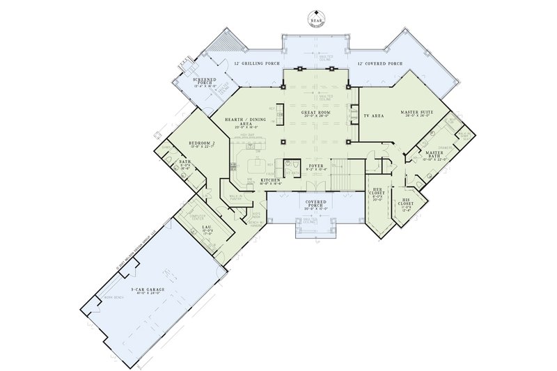 Architectural House Design - Floor Plan - Main Floor for Traditional House Plan #17-3302 - 4 bed, 4.5 bath