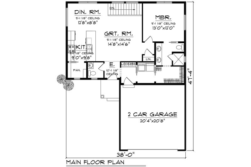 House Design - Floor Plan - Main Floor for Ranch House Plan #70-1507 - 3 bed, 2.5 bath