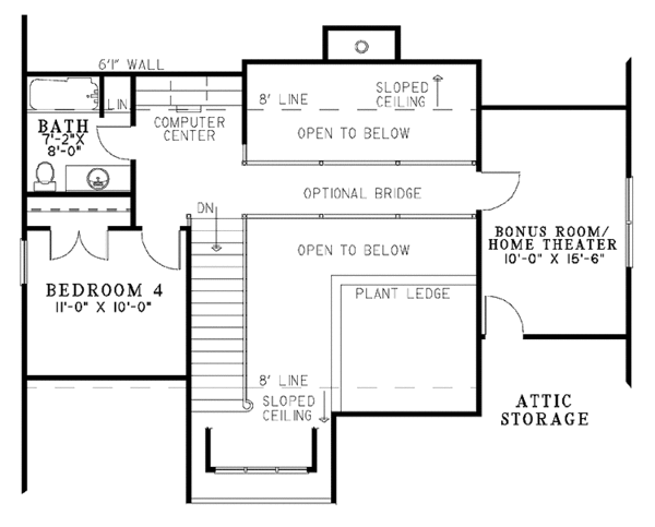Architectural House Design - Mediterranean Floor Plan - Upper Floor Plan #17-2920