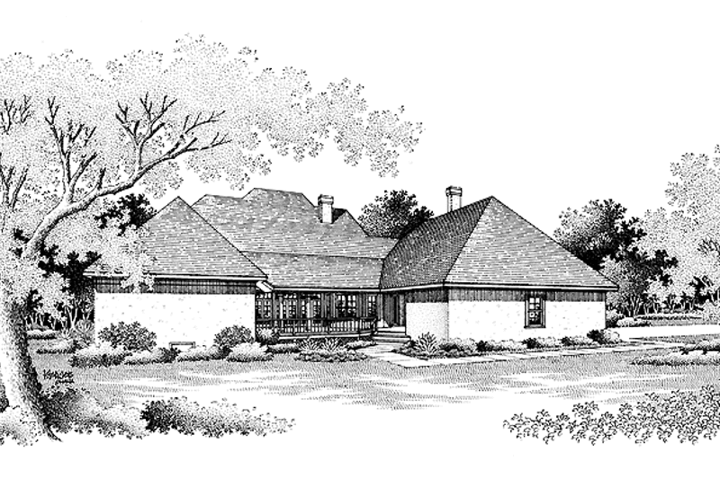Home Plan - Exterior - Rear Elevation for Mediterranean House Plan #45-385 - 4 bed, 4.5 bath