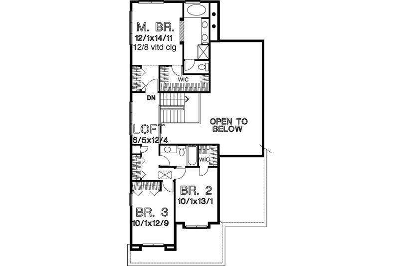 Home Plan - Floor Plan - Upper Floor for Prairie House Plan #320-1405 - 3 bed, 2.5 bath