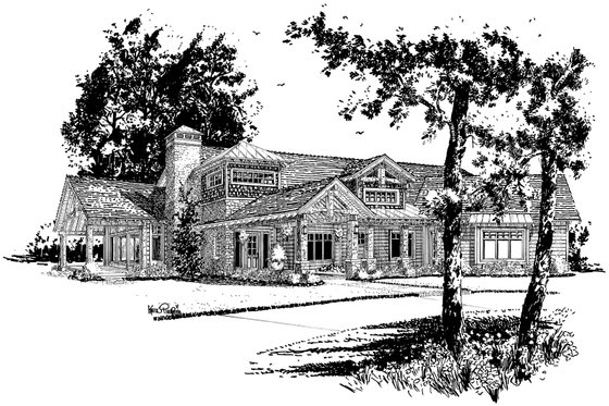 Exterior - Front Elevation 4 for Ranch House Plan #942-32 - 4 bed, 4.5 bath