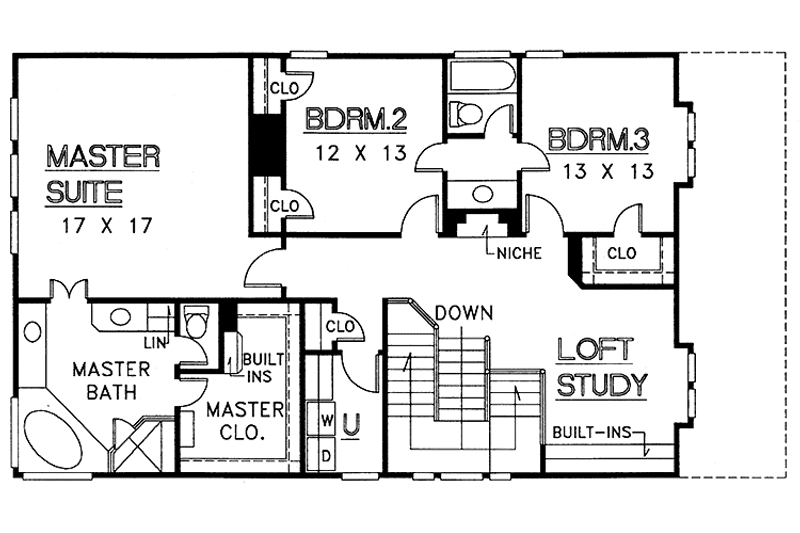 Architectural House Design - Floor Plan - Upper Floor for Country House Plan #974-16 - 3 bed, 2.5 bath