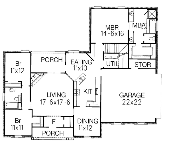Classical Style House Plan - 3 Beds 2 Baths 1775 Sq/Ft Plan #15-312 ...