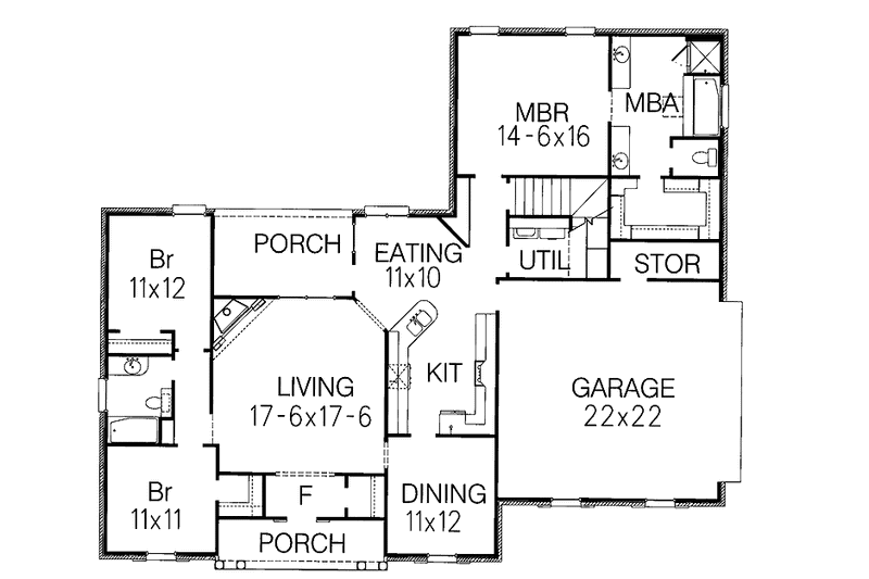 Home Plan - Floor Plan - Main Floor for Classical House Plan #15-312 - 3 bed, 2 bath