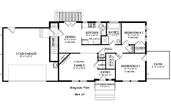 House Blueprint - Ranch Floor Plan - Main Floor Plan #1060-38
