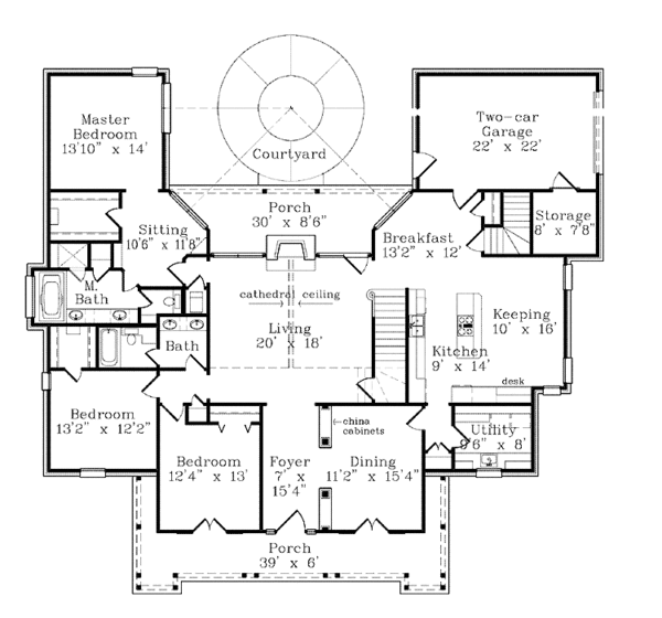 House Design - Country Floor Plan - Main Floor Plan #985-17