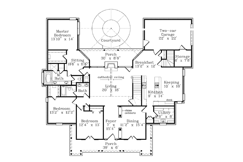 Dream House Plan - Floor Plan - Main Floor for Country House Plan #985-17 - 3 bed, 2 bath
