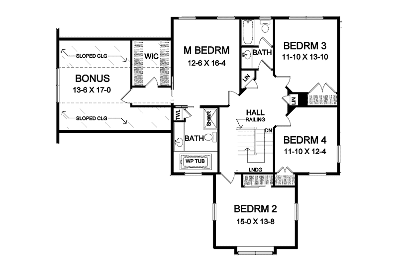 Architectural House Design - Floor Plan - Upper Floor for Country House Plan #328-397 - 4 bed, 3 bath