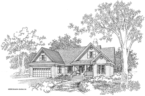 Exterior - Front Elevation 3 for Country House Plan #929-555 - 3 bed, 2 bath