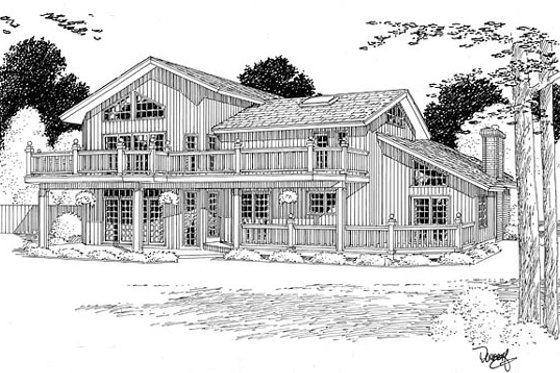 Exterior - Rear Elevation House Plan #312-508 - 4 bed, 3 bath
