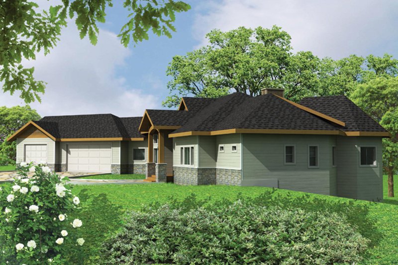 Dream House Plan - Exterior - Front Elevation 4 for Ranch House Plan #117-861 - 4 bed, 4.5 bath