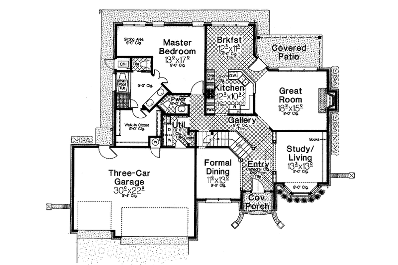 Dream House Plan - Floor Plan - Main Floor for Country House Plan #310-1196 - 4 bed, 3.5 bath
