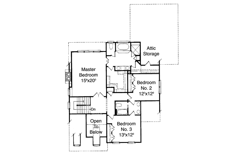 Dream House Plan - Floor Plan - Upper Floor for Colonial House Plan #429-171 - 3 bed, 2.5 bath