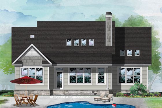 Exterior - Rear Elevation for Ranch House Plan #929-1139 - 3 bed, 2 bath