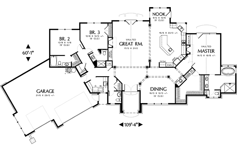 Dream House Plan - Floor Plan - Main Floor for Prairie House Plan #48-889 - 3 bed, 3.5 bath