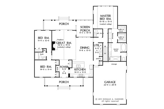 Floor Plan - Main Floor for Ranch House Plan #929-938 - 3 bed, 2.5 bath