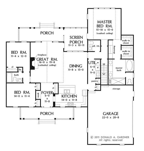 Ranch Floor Plan - Main Floor Plan #929-938