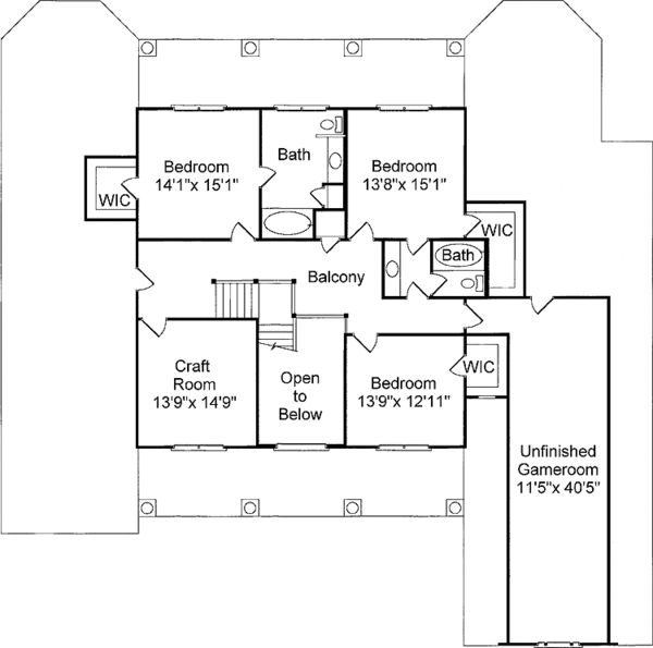 Home Plan - Classical Floor Plan - Upper Floor Plan #37-259