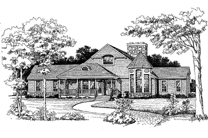 Architectural House Design - Country Exterior - Front Elevation Plan #456-88