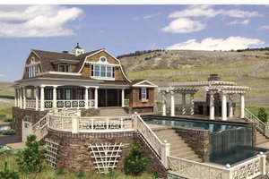 Exterior - Front Elevation 3 for Colonial House Plan #132-524 - 2 bed, 3 bath