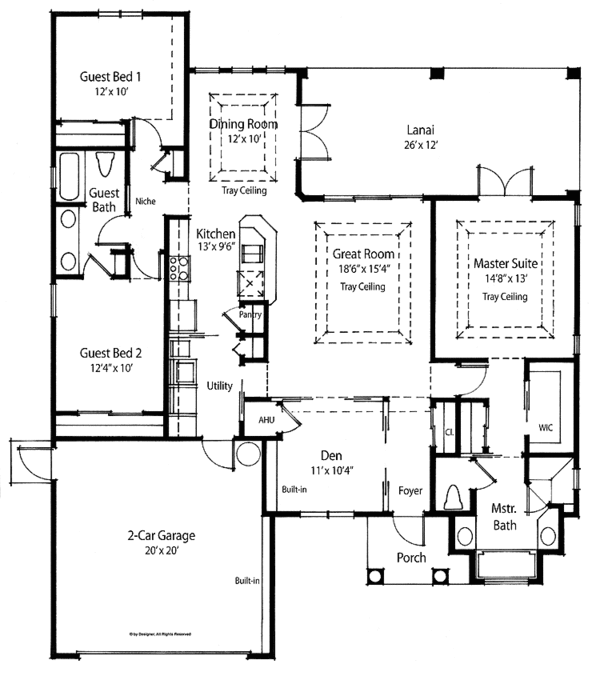 Architectural House Design - Mediterranean Floor Plan - Main Floor Plan #938-36